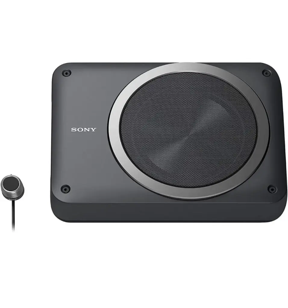 Sony Car Subwoofer XS-AW8 20 cm (8 inch) Active Under Seat Sub Woofer (Black), Peak Power - 160W, RMS Power - 75W, Rated Power - 75W, Ultra-Sleek, Shallow subwoofer, High-Level Input/Audio-line Input