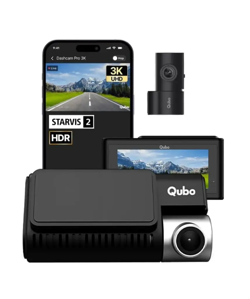 QUBO smart Dashcam PRO 3K & Rear Cam with parking monitoring assistance SONY STARVIS 2 IMX675 Sensor